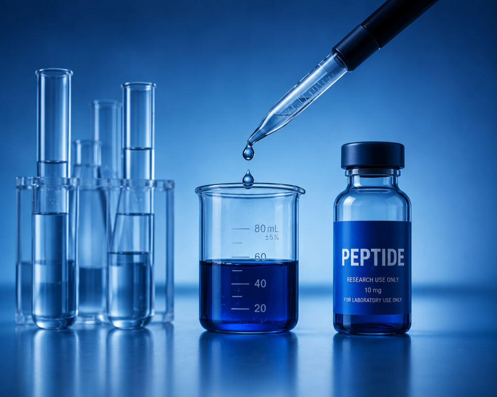 Research peptide vial laboratory by poseidon health and wellness