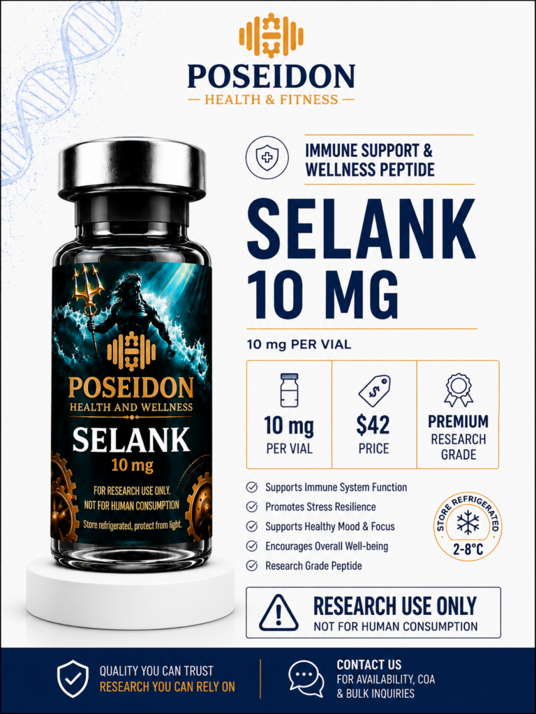 selank 10mg ps research pepptide by poseidon health and wellness